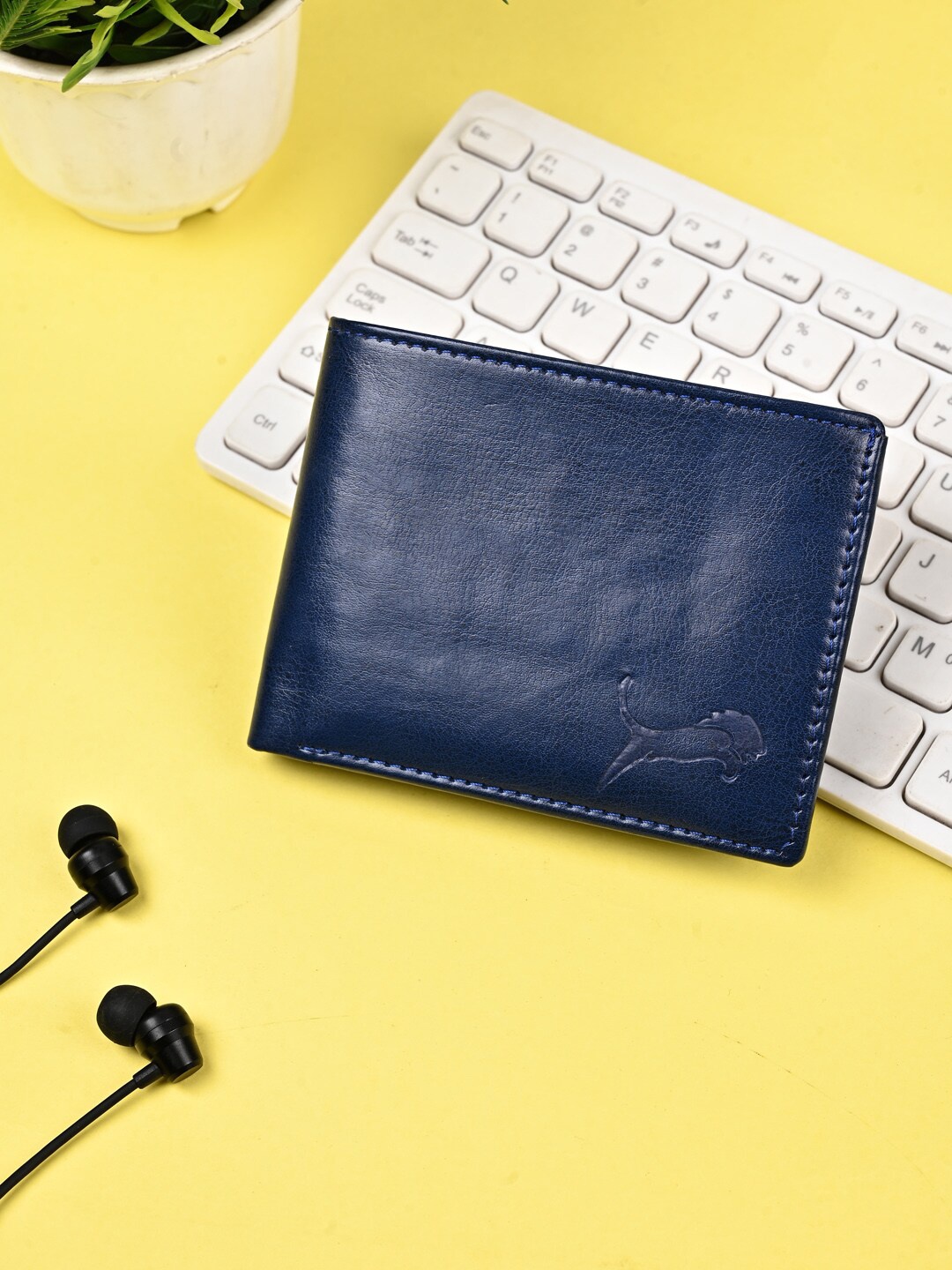

WILD EDGE Men Textured Two Fold Wallet, Blue