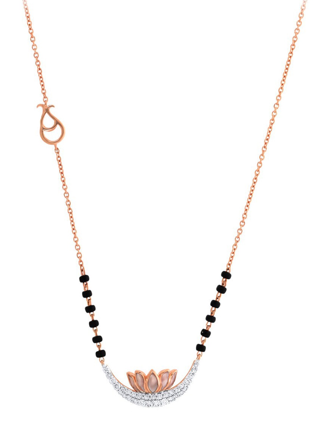

SENCO Swaying Lotus 14KT Rose Gold Diamond-Studded Mangalsutra-3.6gm