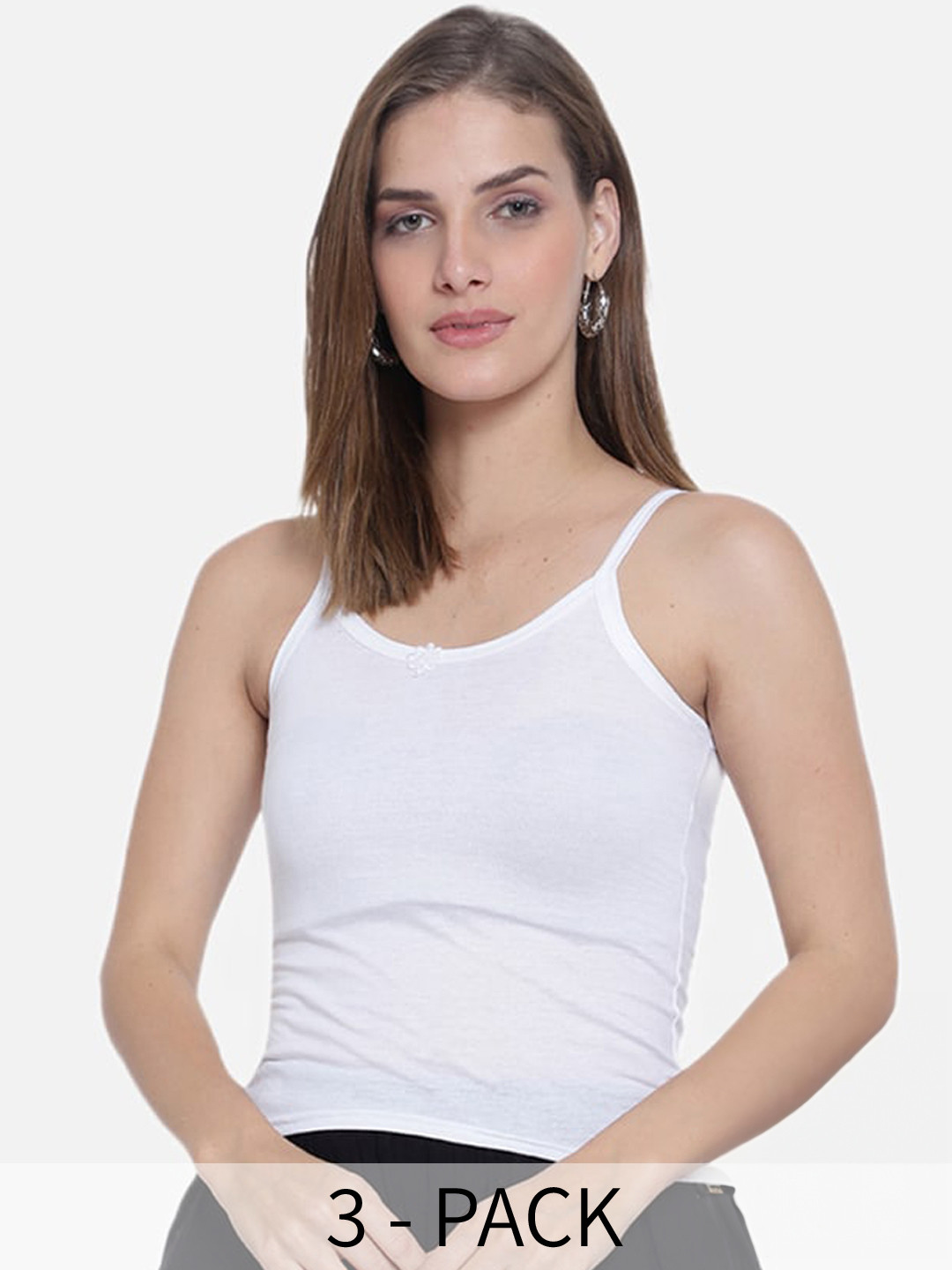 

SKY HEIGHTS Pack Of 3 Pure Cotton Camisoles, White