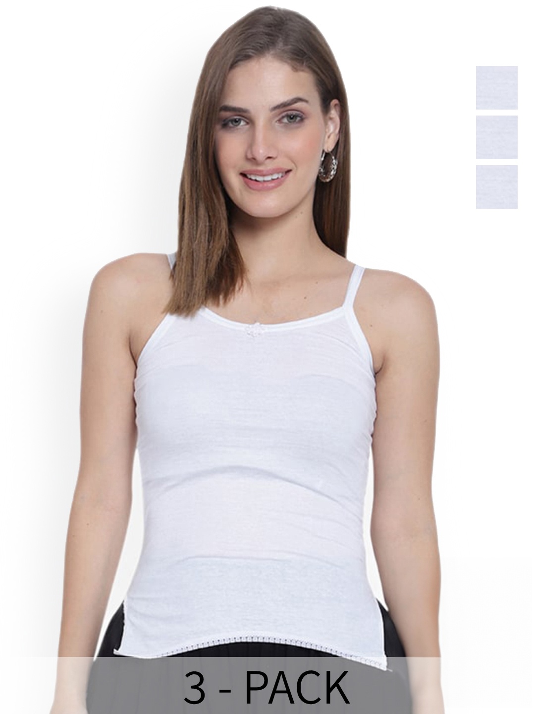 

SKY HEIGHTS Pack Of 3 Pure Cotton Camisoles, White