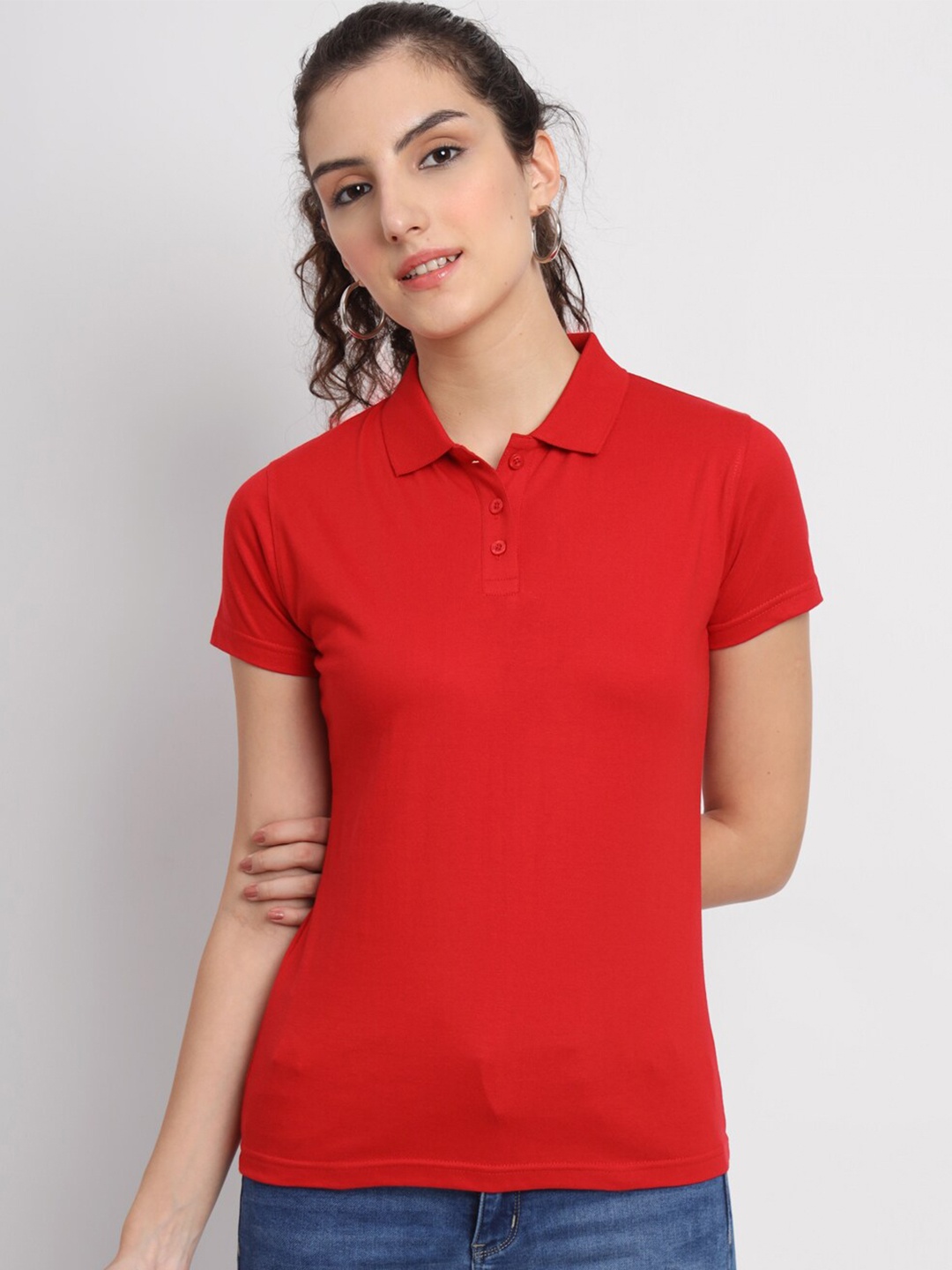

appulse Polo Collar Short Sleeves Cotton T-shirt, Red