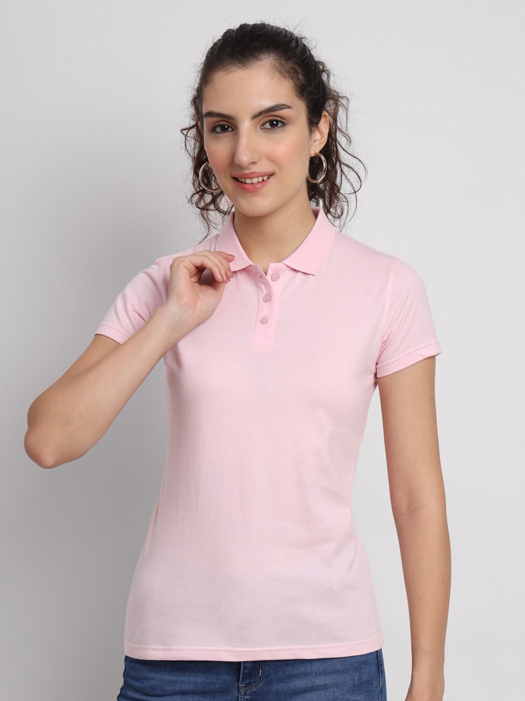 

appulse Polo Collar Short Sleeves Cotton T-shirt, Pink