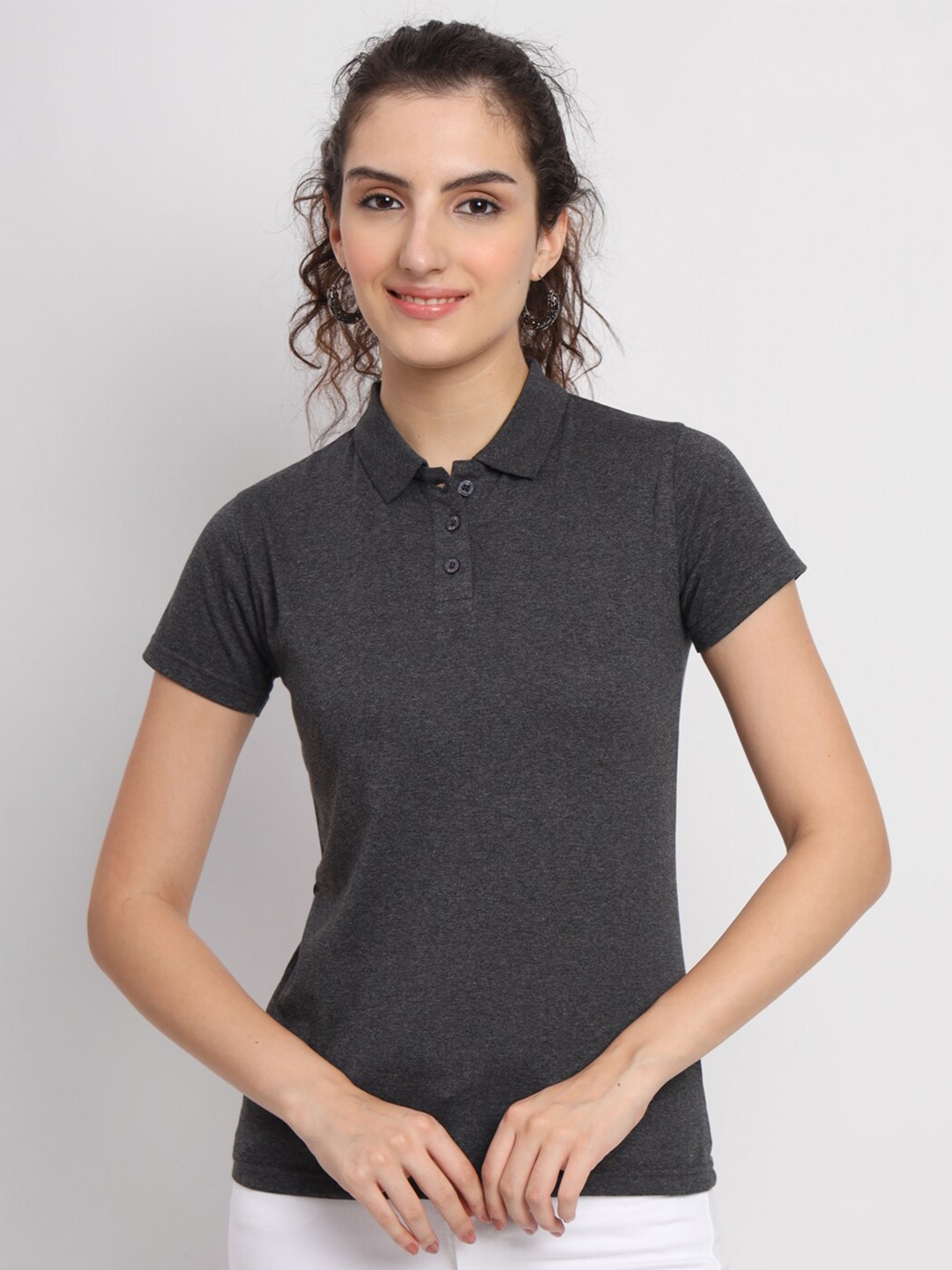 

appulse Polo Collar Short Sleeves Cotton T-shirt, Charcoal