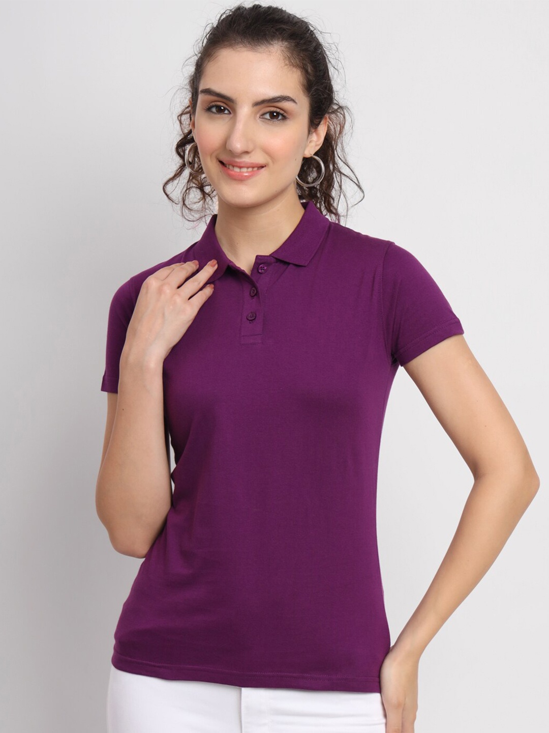 

appulse Polo Collar Short Sleeves Cotton T-shirt, Purple