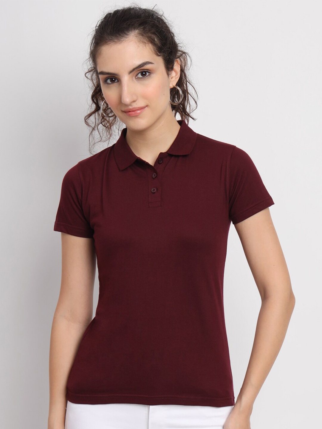 

appulse Polo Collar Short Sleeves Cotton T-shirt, Maroon