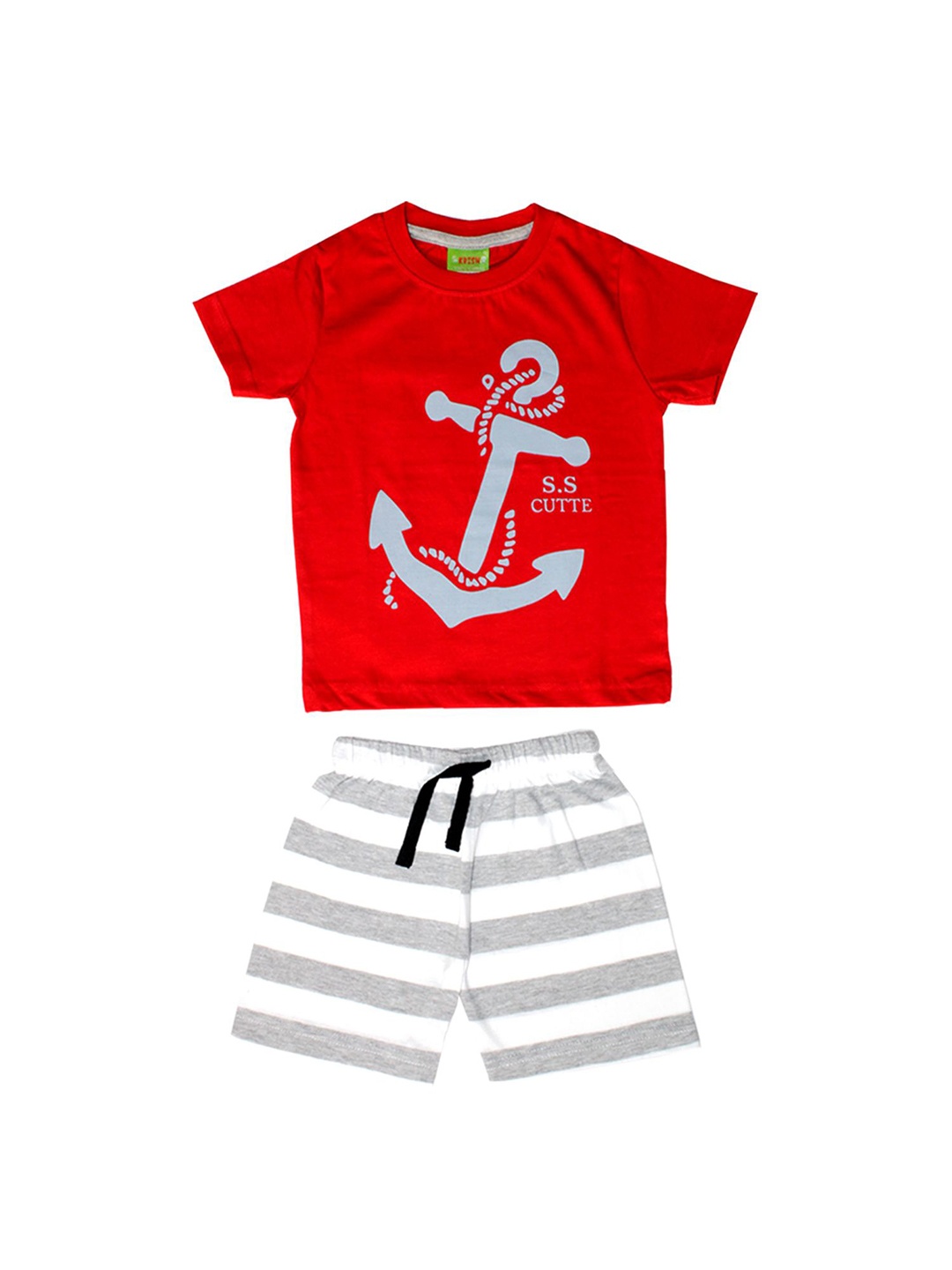 

BAESD Boys Graphic Printed Pure Cotton T-shirt with Shorts, Red