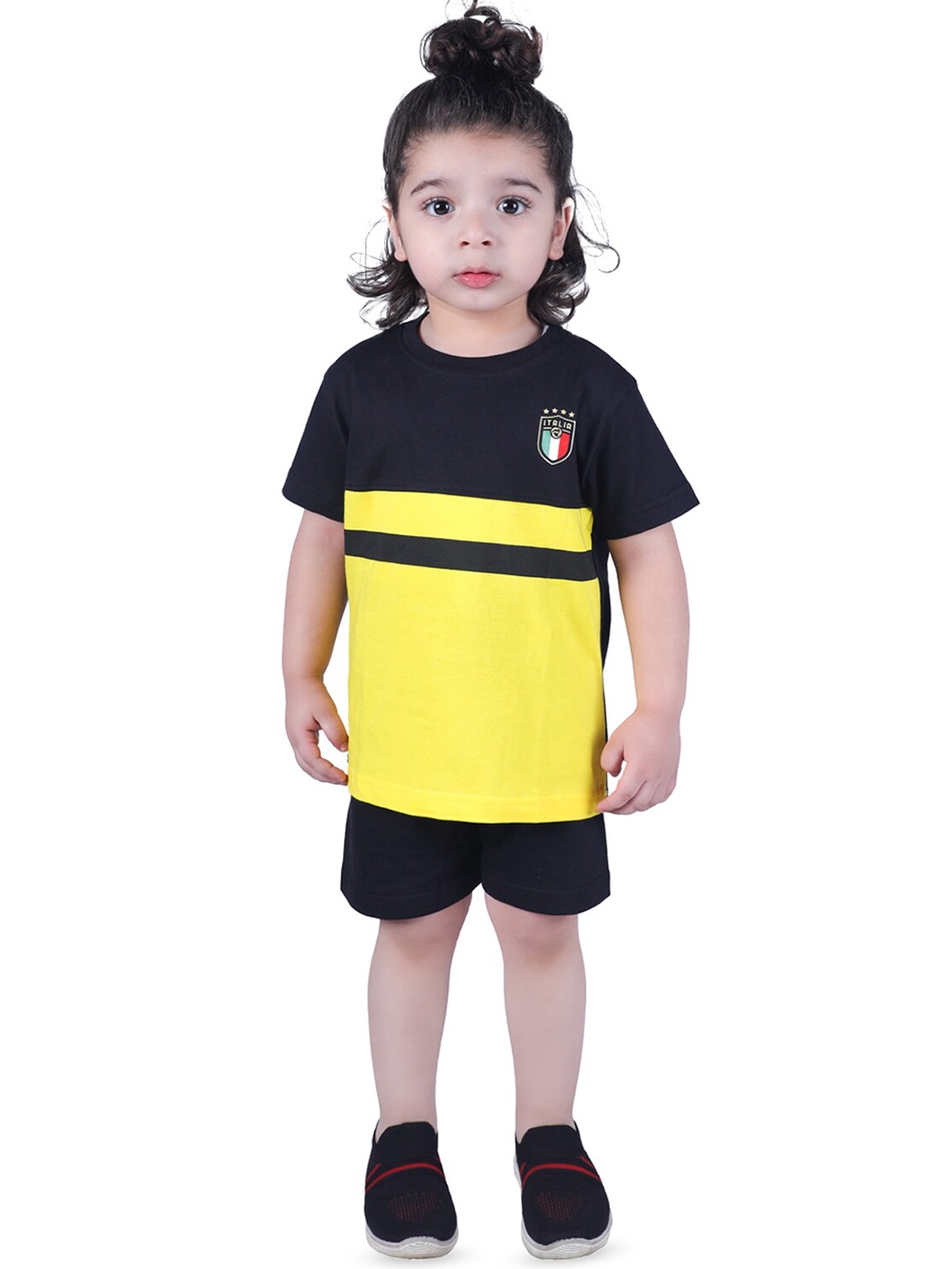 

BAESD Boys Colourblocked Pure Cotton T-shirt with Shorts, Black