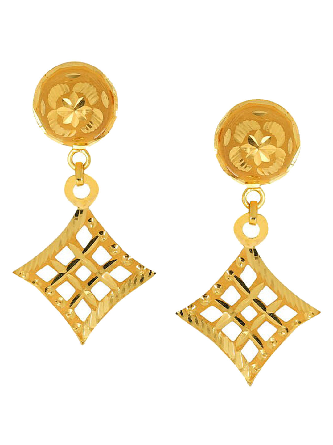 

SENCO Rhombic Lattice 22KT Gold Drop Earrings-1.2gm, Yellow