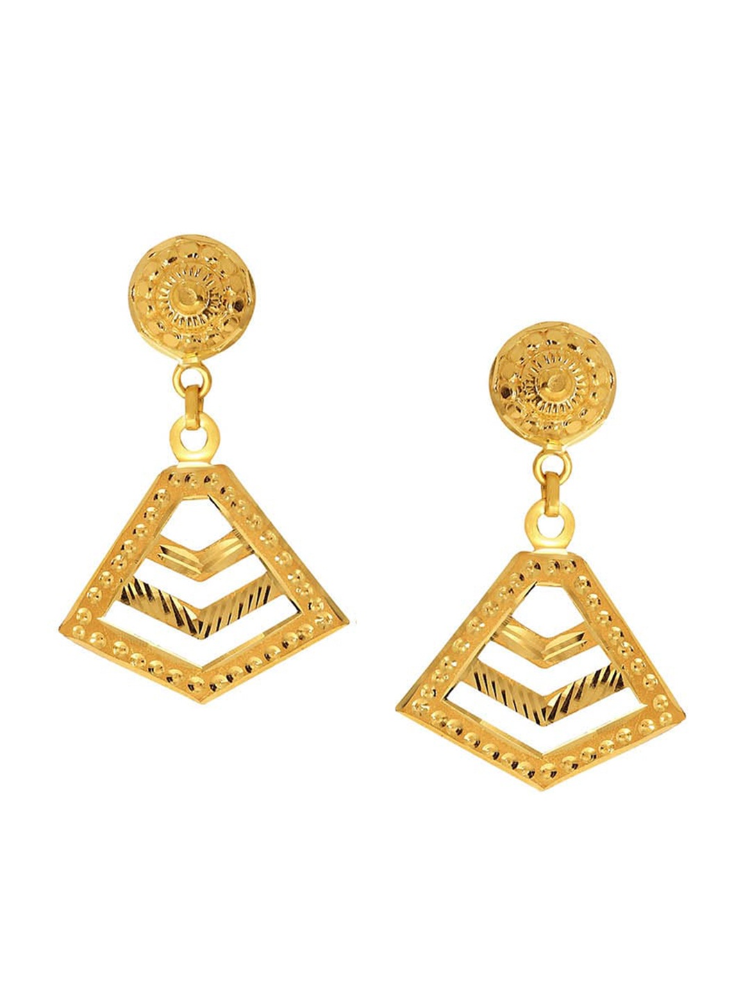 

SENCO Pyramidal Splendour 22KT Drop Gold Earrings-1.4gm