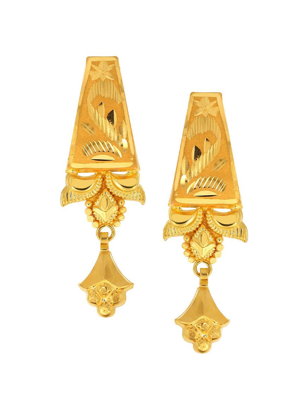 

SENCO 22KT Carved Drop Gold Earrings-1.1gm