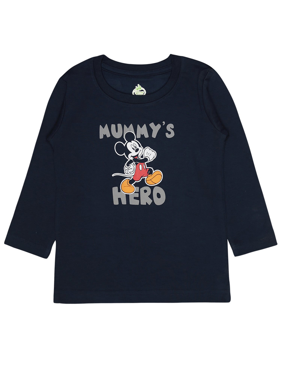 

Bodycare Boys Mickey & Friends Printed Drop-Shoulder Sleeves Cotton T-shirt, Navy blue
