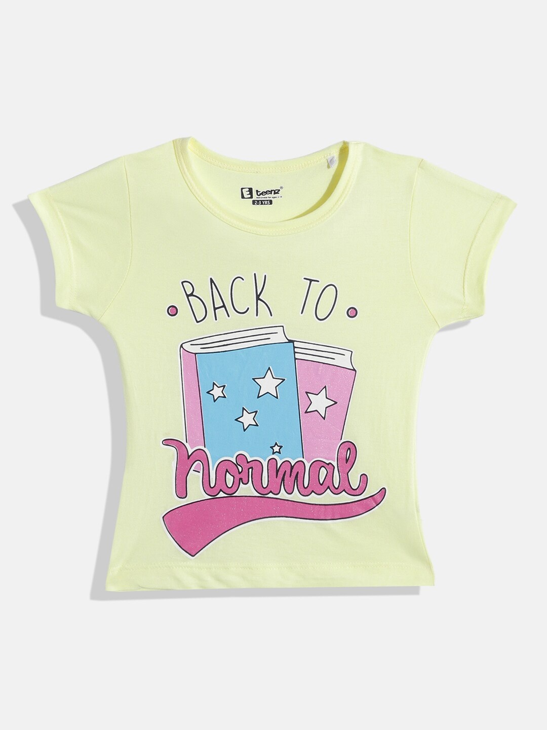

Eteenz Girls Printed Pure Cotton T-shirt, Yellow