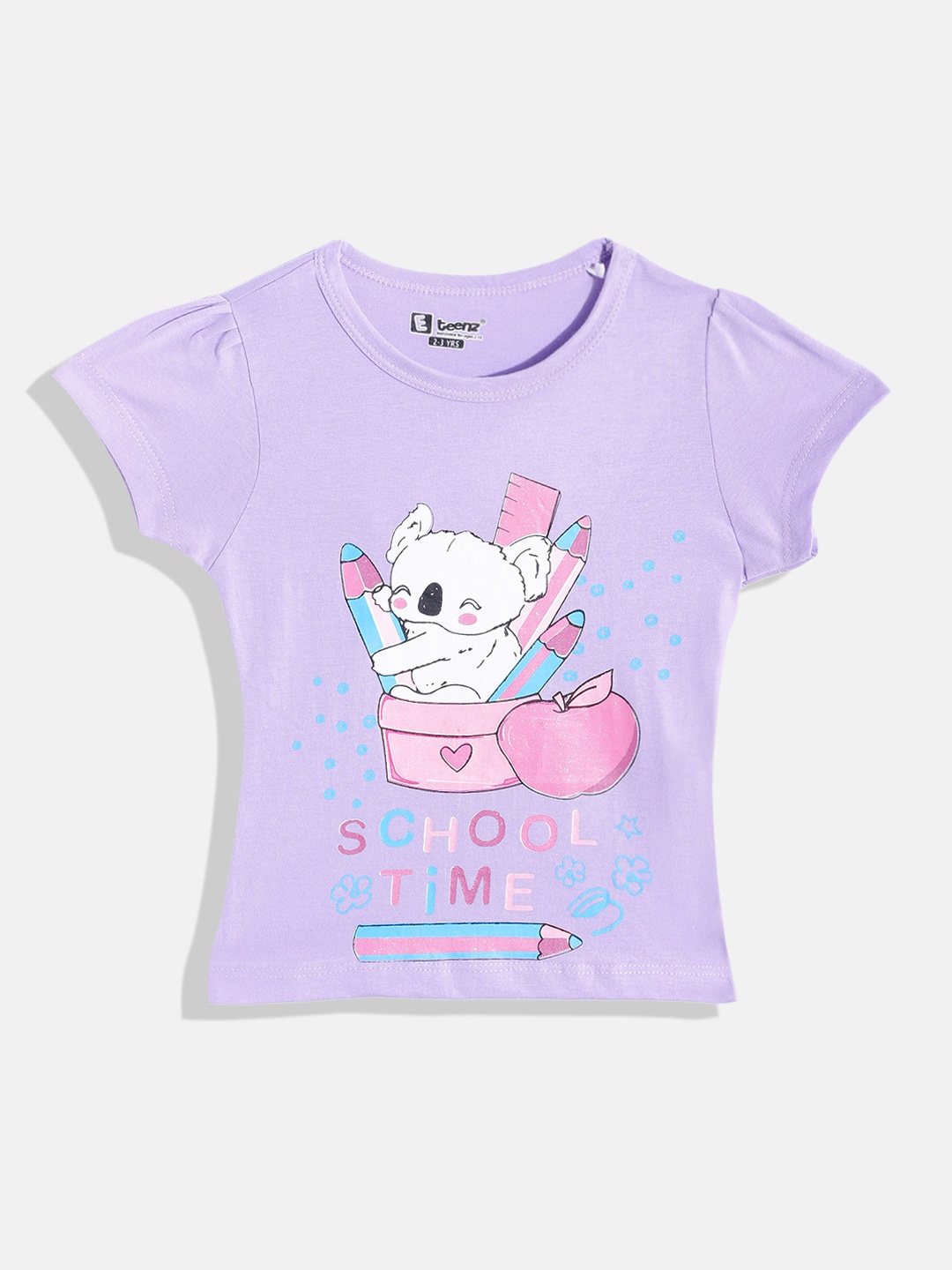 

Eteenz Girls Graphic Printed Premium Cotton T-shirt, Lavender