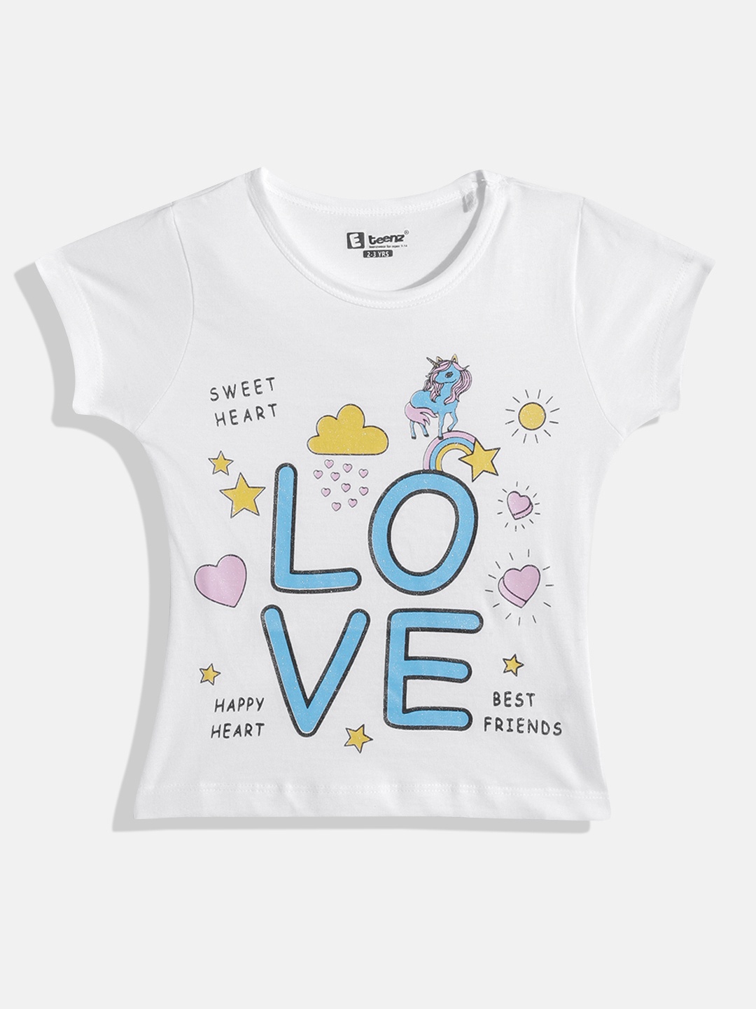 

Eteenz Girls Typography & Graphic Printed Premium Cotton T-shirt, White
