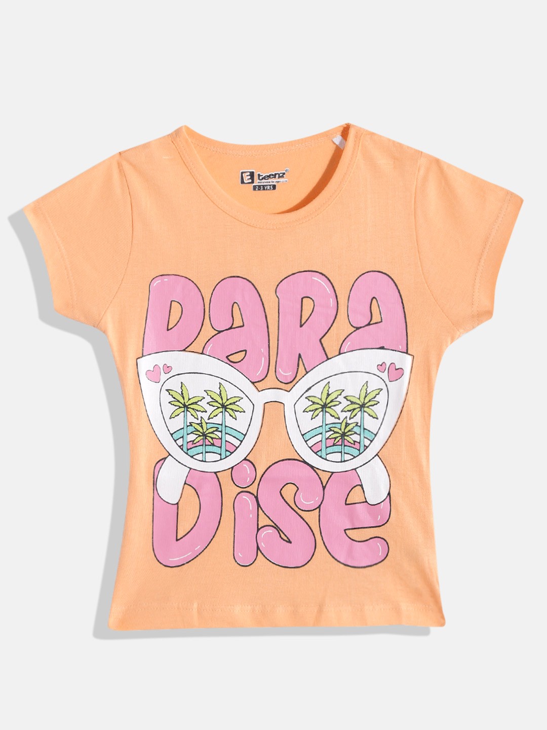 

Eteenz Girls Premium Cotton Typography Printed T-shirt, Orange