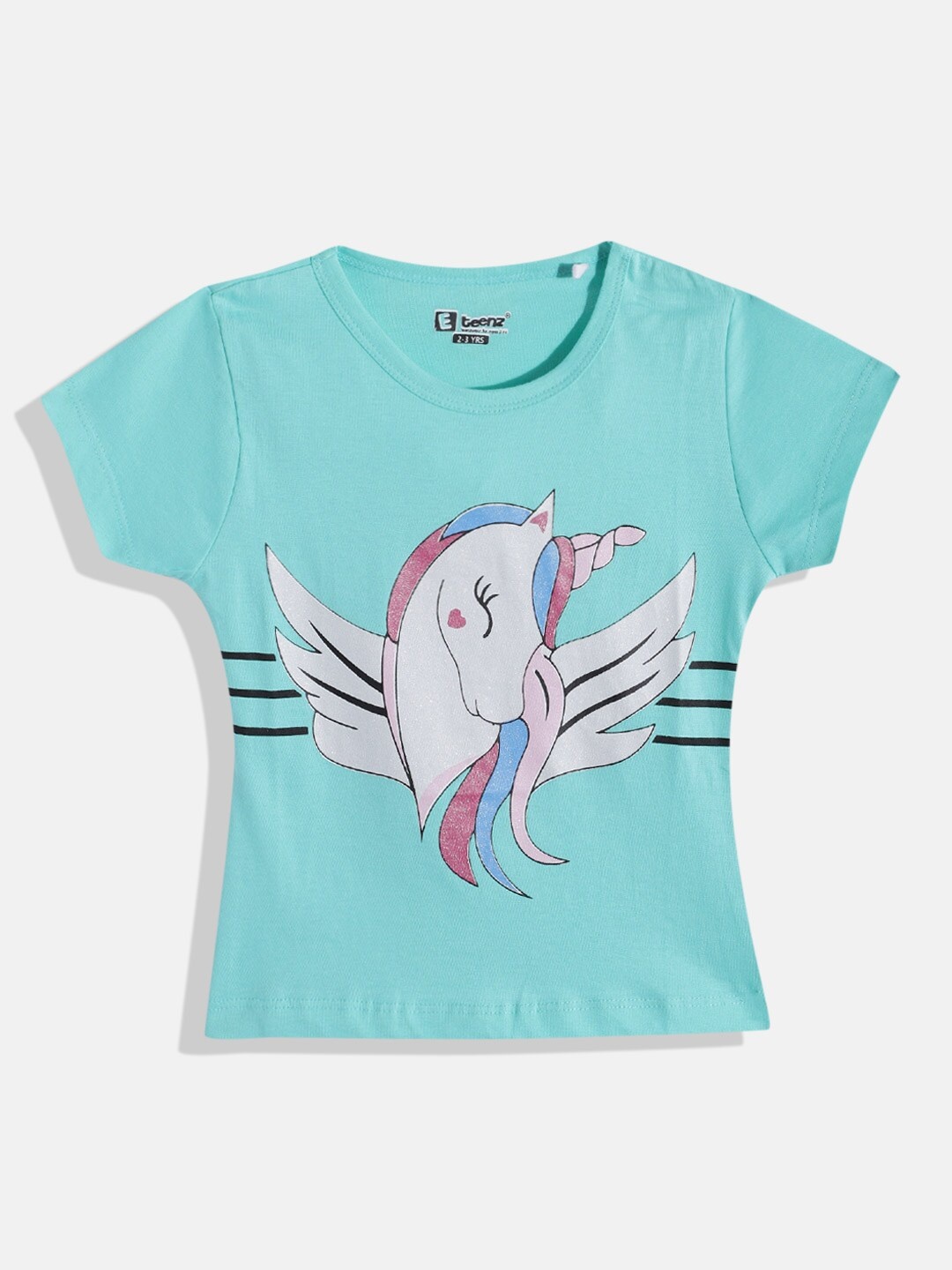 

Eteenz Girls Printed Pure Cotton T-shirt, Sea green
