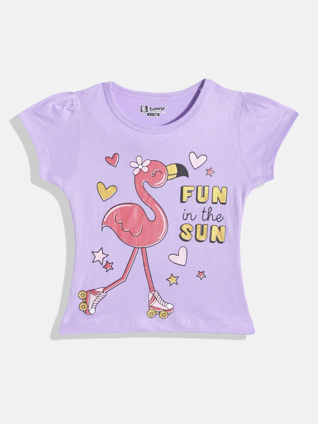 

Eteenz Girls Pure Cotton Printed T-shirt, Lavender