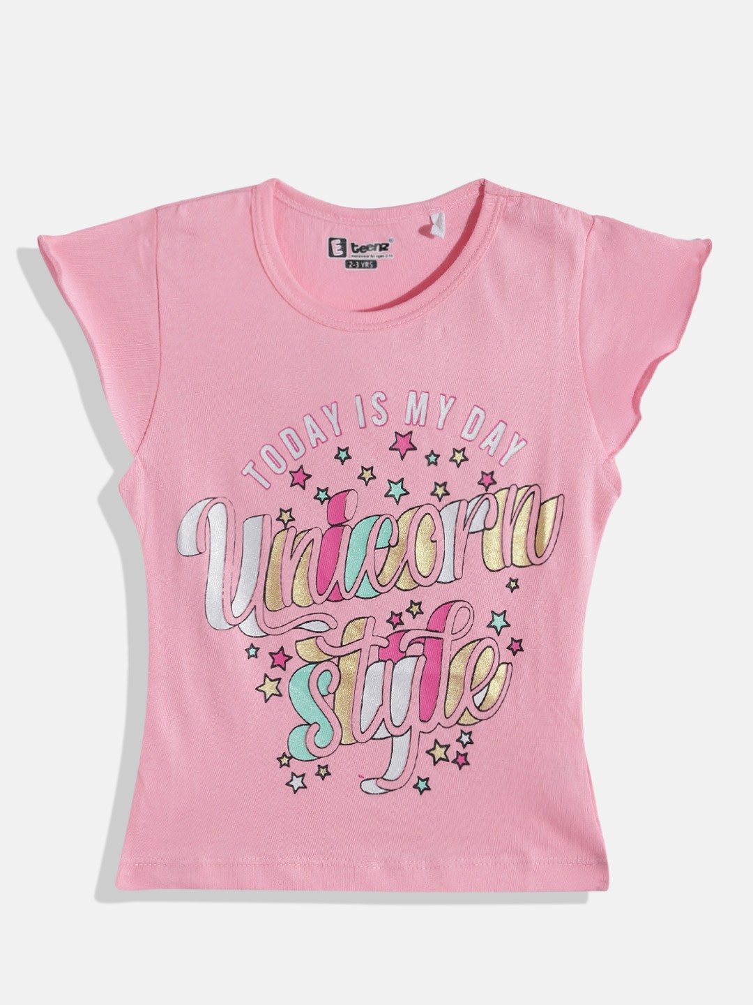 

Eteenz Girls Premium Cotton Typography Printed T-shirt, Pink