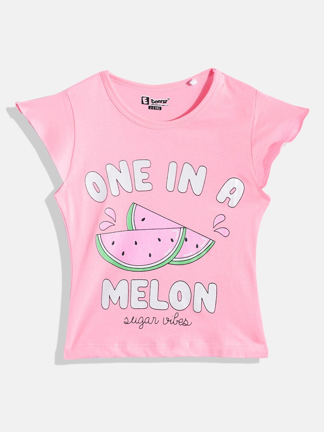 

Eteenz Girls Typography Printed Pure Cotton T-shirt, Pink