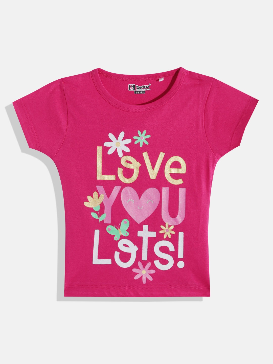 

Eteenz Girls Premium Cotton Typography Printed T-shirt, Fuchsia
