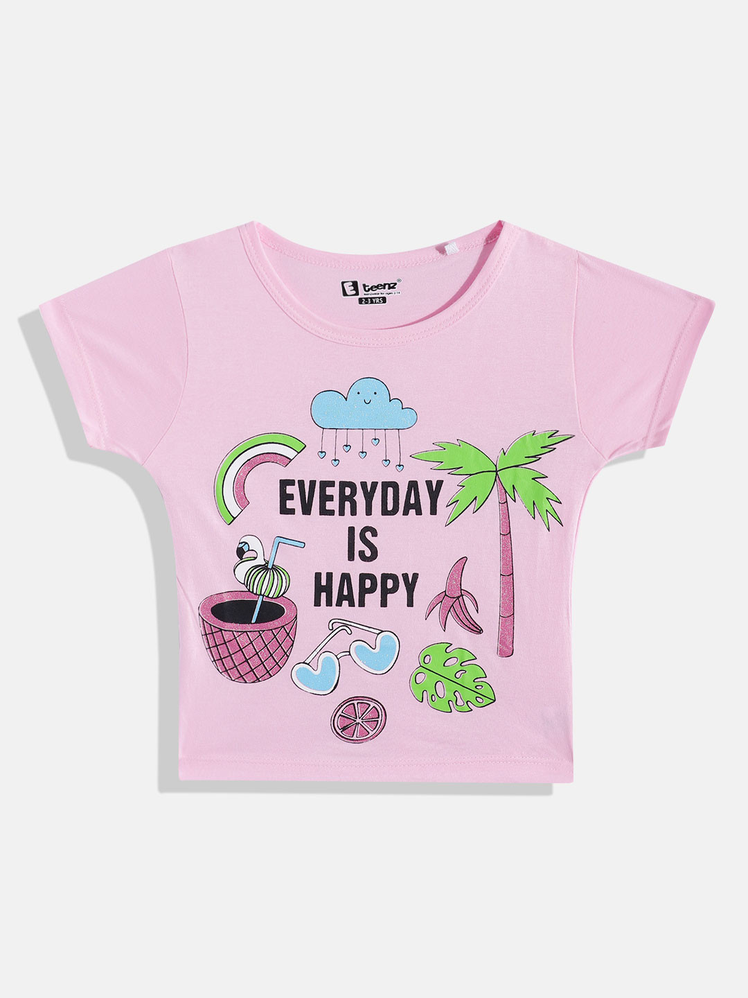 

Eteenz Girls Typography & Graphic Printed Premium Cotton T-shirt, Pink