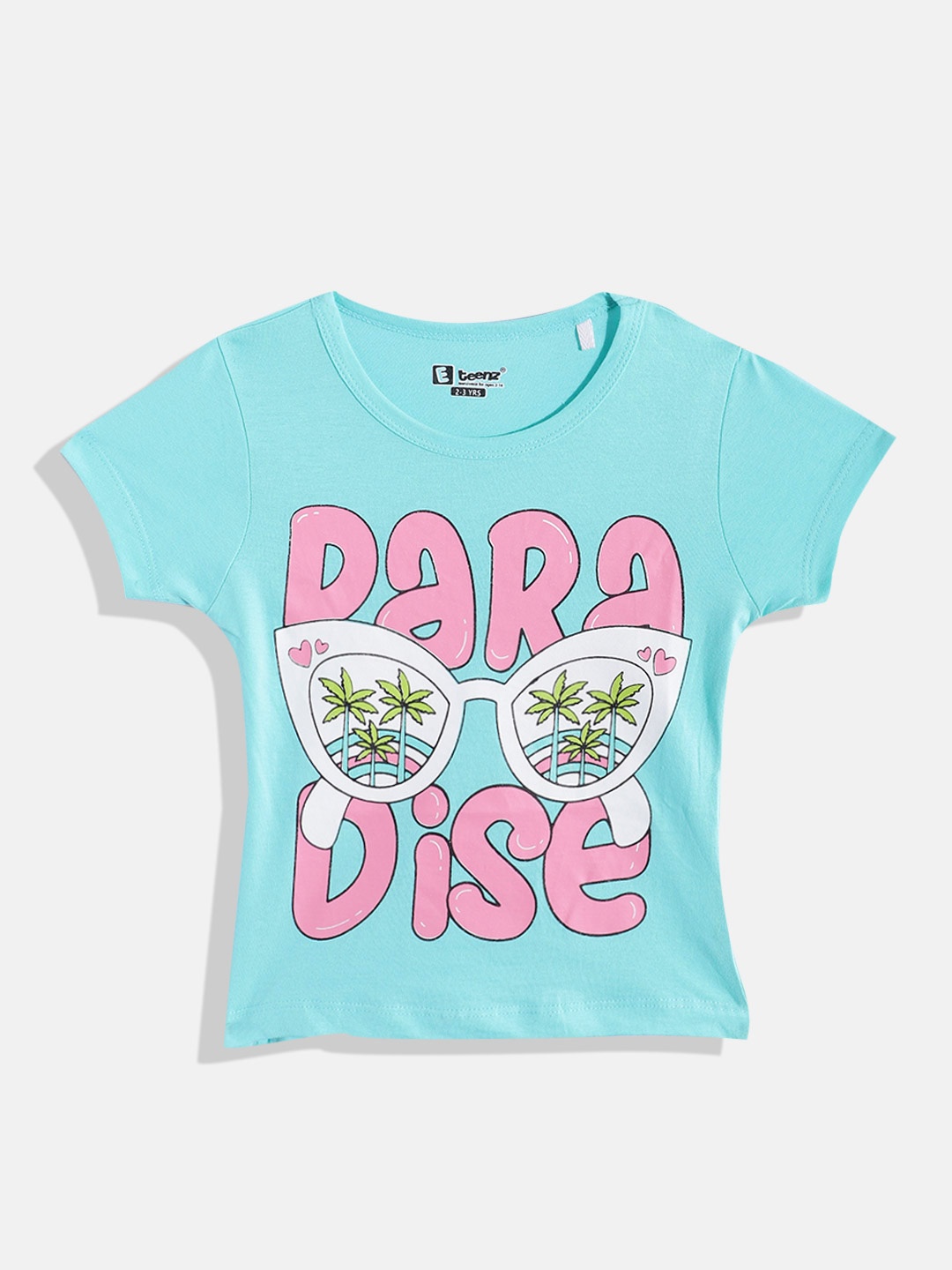 

Eteenz Girls Typography & Graphic Printed Premium Cotton T-shirt, Blue