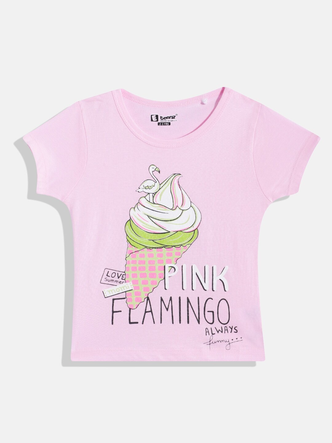 

Eteenz Girls Printed Pure Cotton T-shirt, Pink