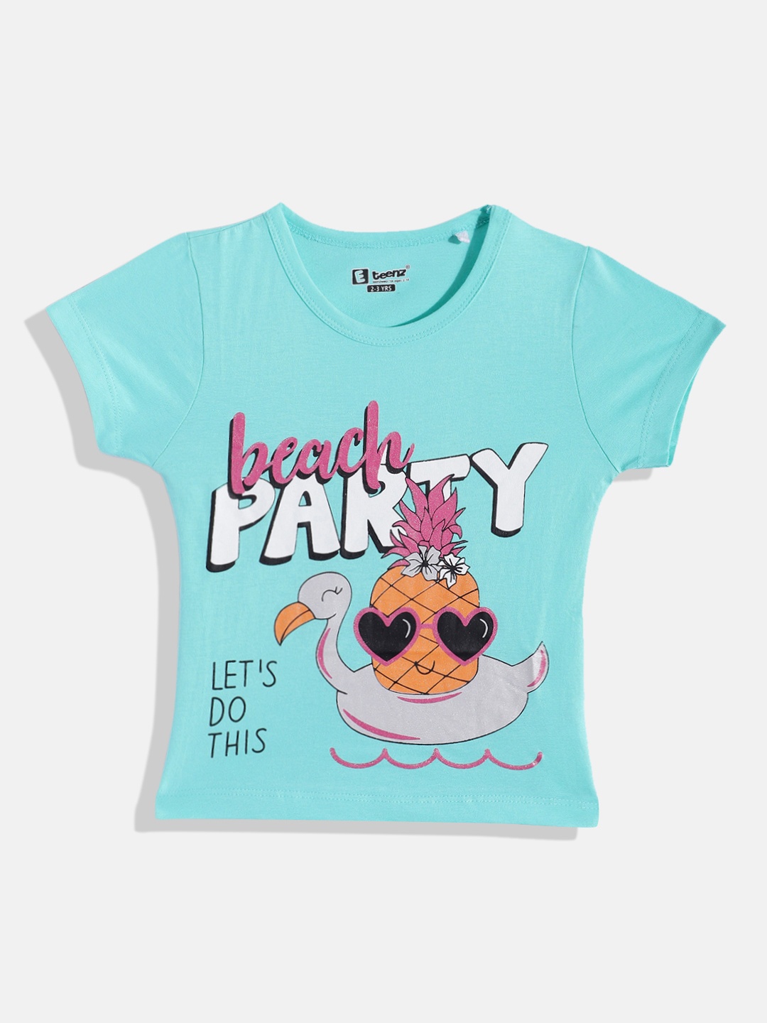 

Eteenz Girls Typography & Graphic Printed Premium Cotton T-shirt, Blue