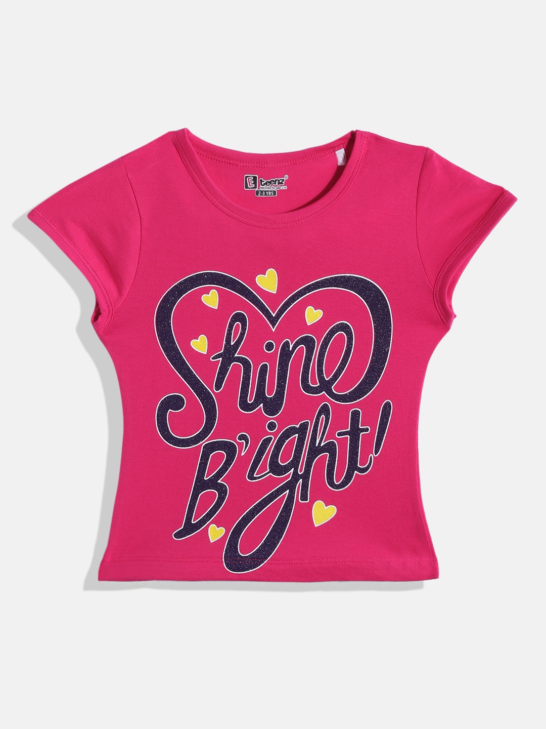

Eteenz Girls Typography Printed Premium Cotton T-shirt, Fuchsia