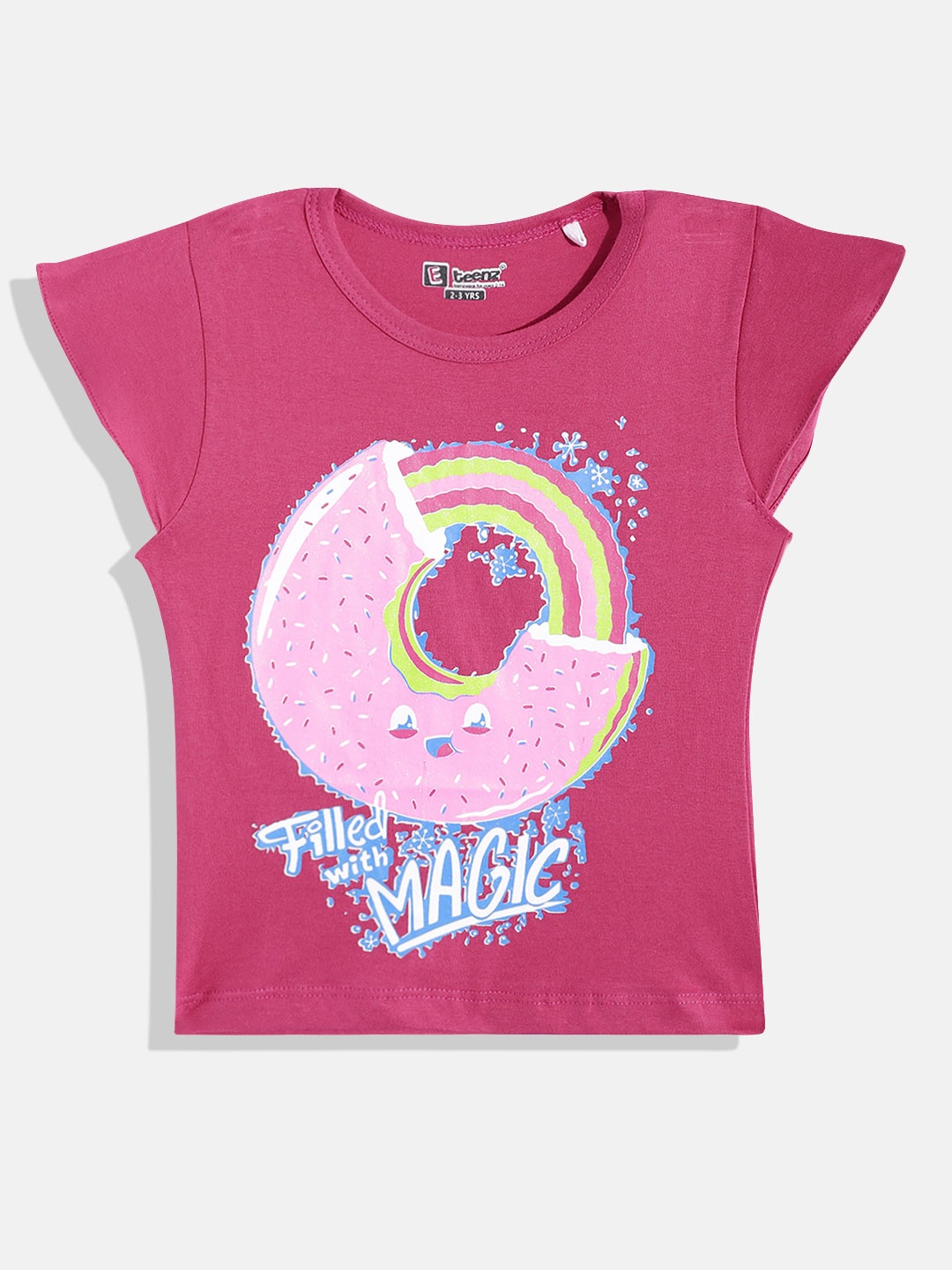 

Eteenz Girls Conversational & Typography Printed Premium Cotton T-shirt, Pink