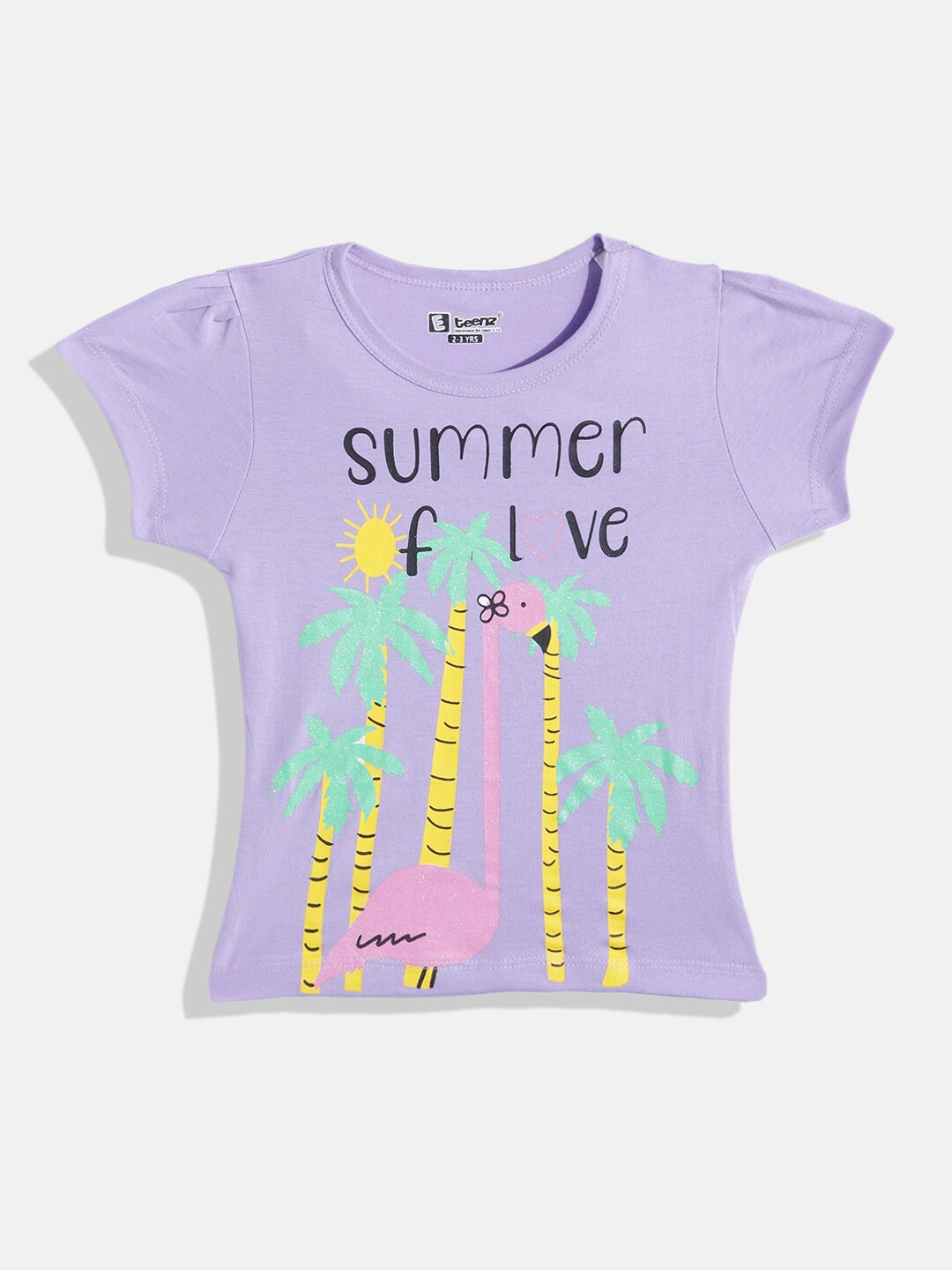 

Eteenz Girls Graphic Printed & Glitter Embellished Pure Cotton T-shirt, Purple