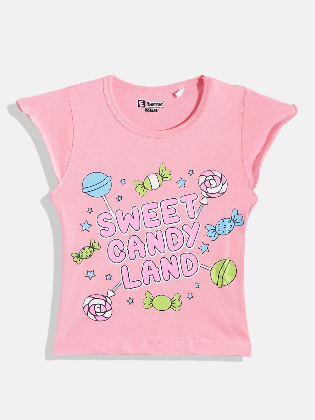

Eteenz Girls Printed Premium Cotton T-shirt, Pink