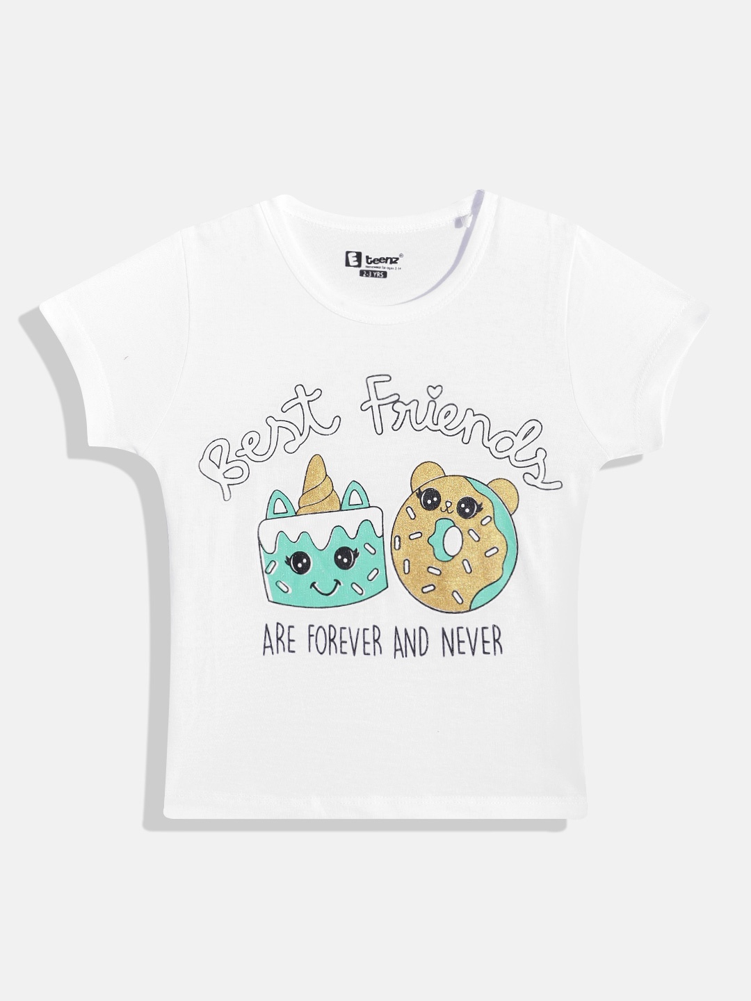 

Eteenz Girls Typography & Conversational Printed Premium Cotton T-shirt, White