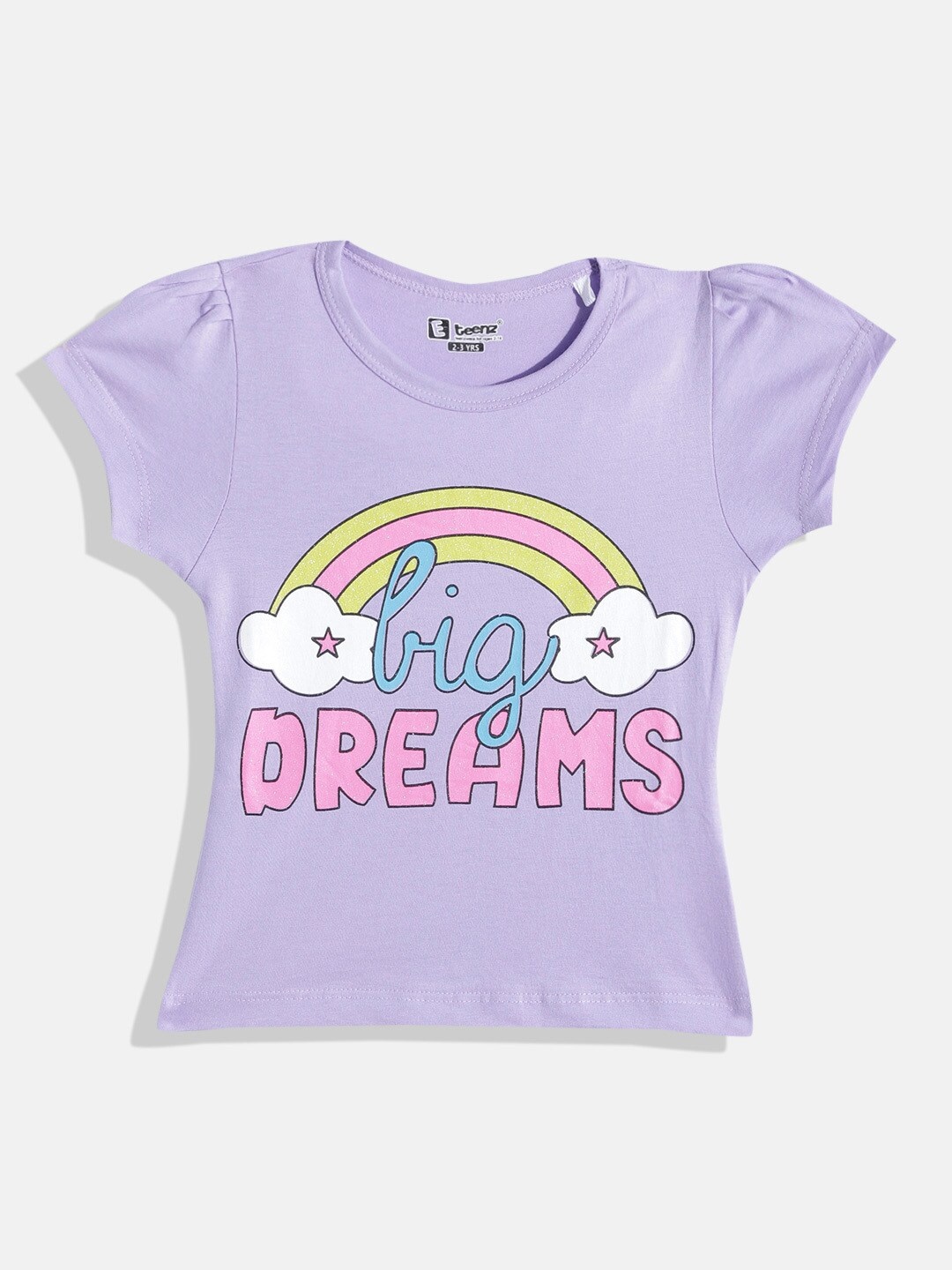 

Eteenz Girls Typography Printed Pure Cotton T-shirt, Purple