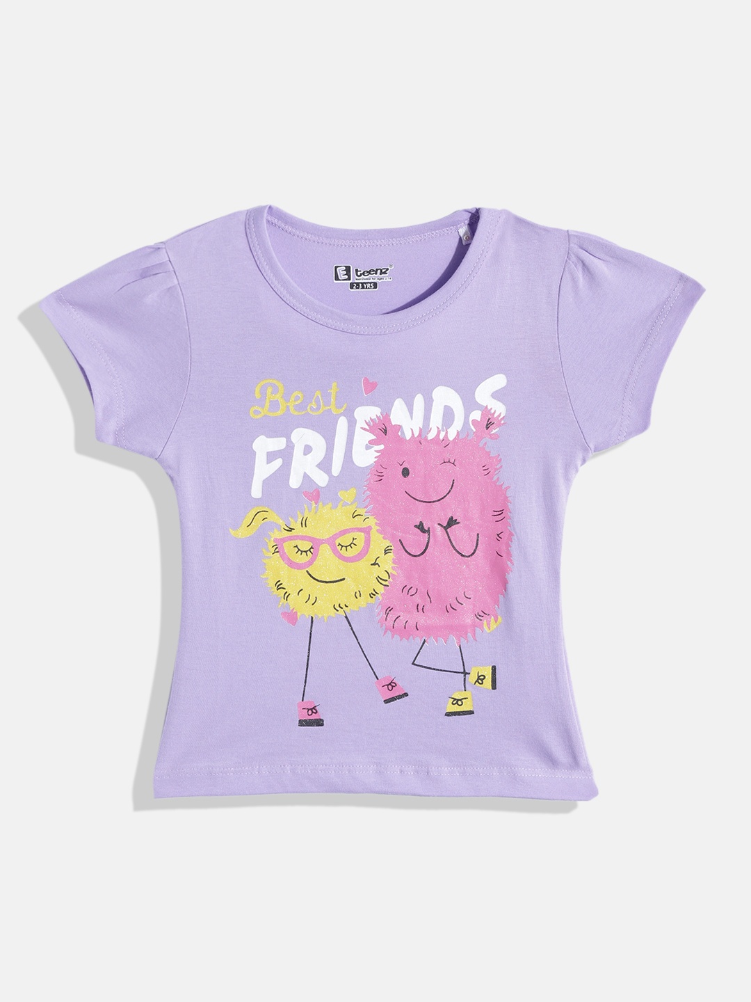 

Eteenz Girls Typography & Graphic Printed Premium Cotton T-shirt, Lavender