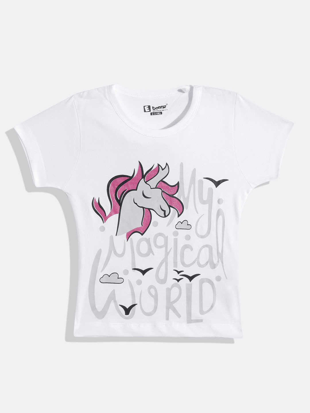 

Eteenz Girls Typography & Graphic Printed Premium Cotton T-shirt, White