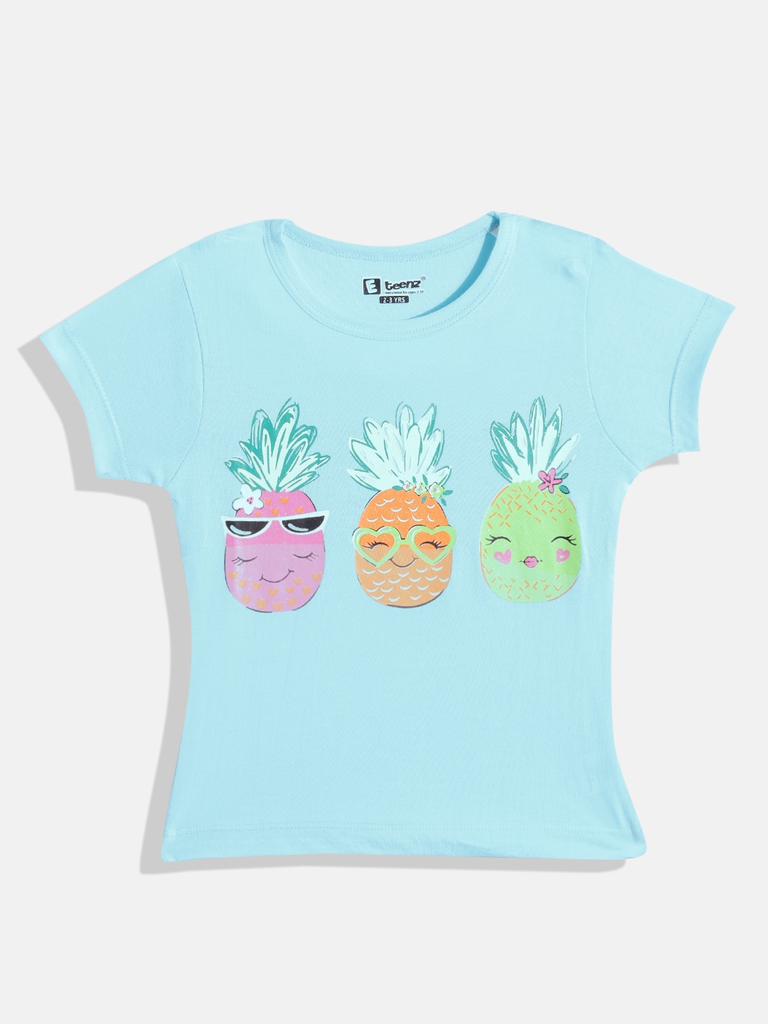 

Eteenz Girls Graphic Printed Premium Cotton T-shirt, Blue