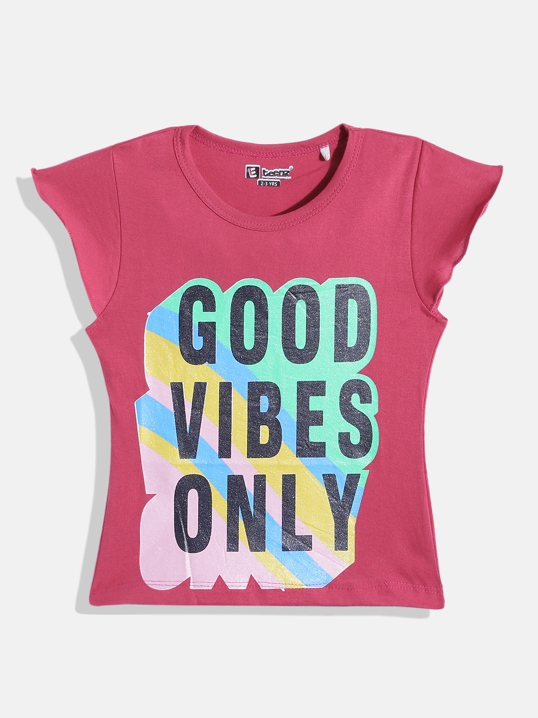 

Eteenz Girls Typography Printed Premium Cotton T-shirt, Red