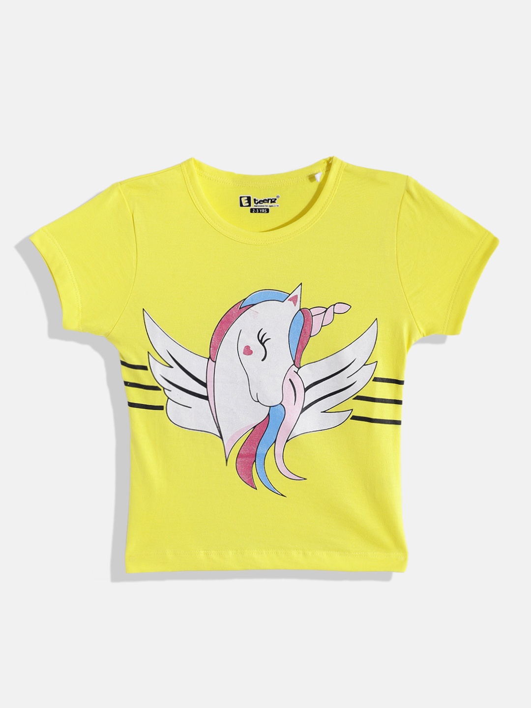 

Eteenz Girls Printed Premium Cotton T-shirt, Yellow
