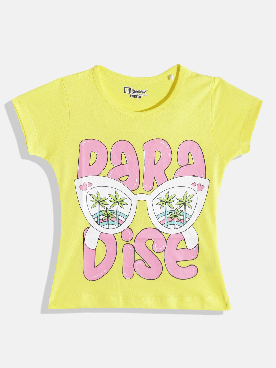 

Eteenz Girls Premium Cotton Printed T-shirt, Yellow