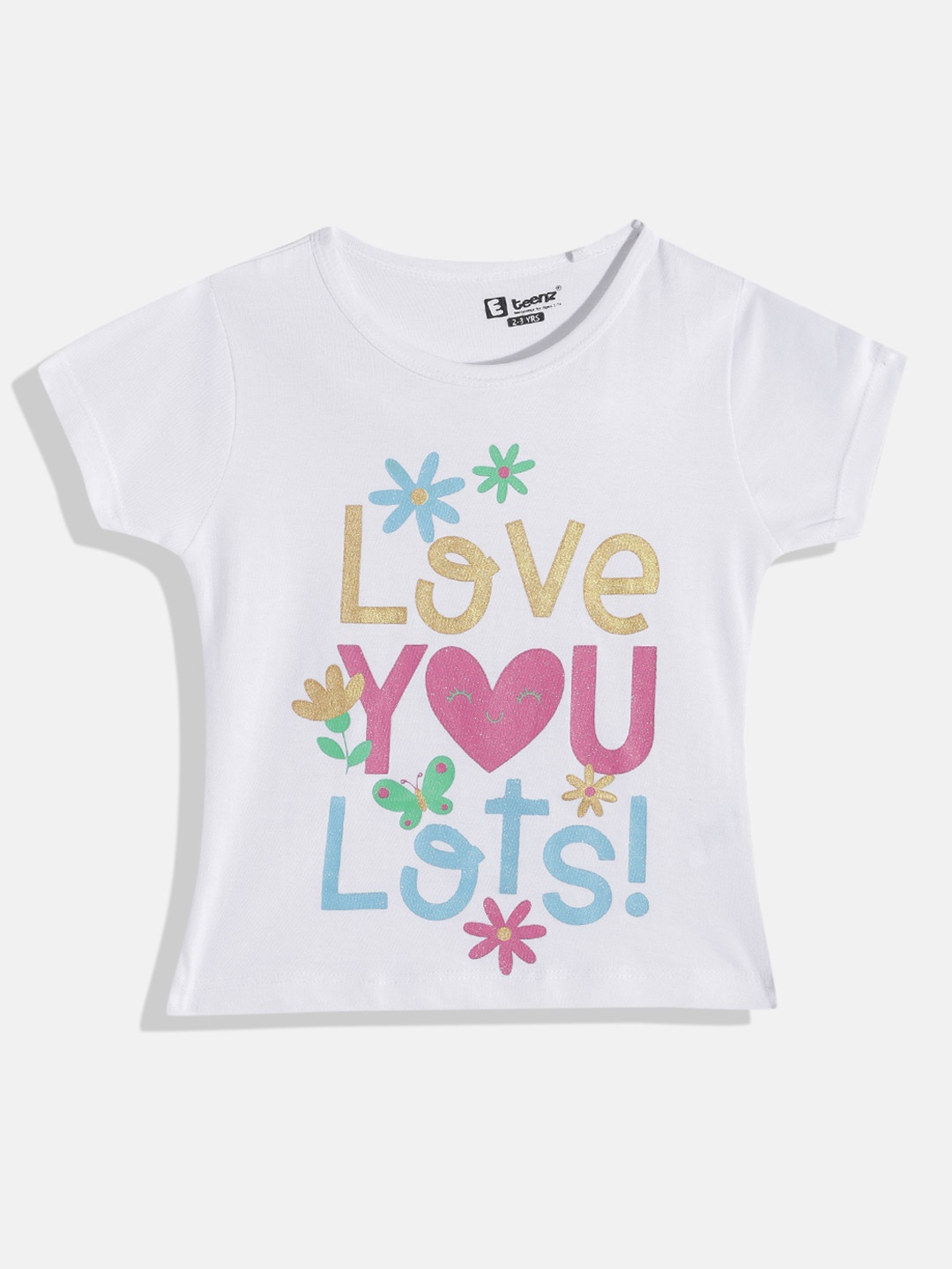 

Eteenz Girls Premium Cotton Typography Printed T-shirt, White