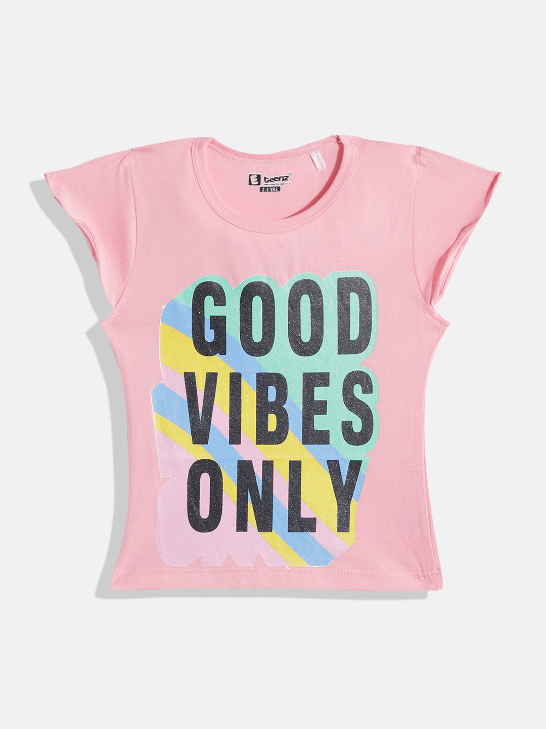 

Eteenz Girls Typography Printed Premium Cotton T-shirt, Pink