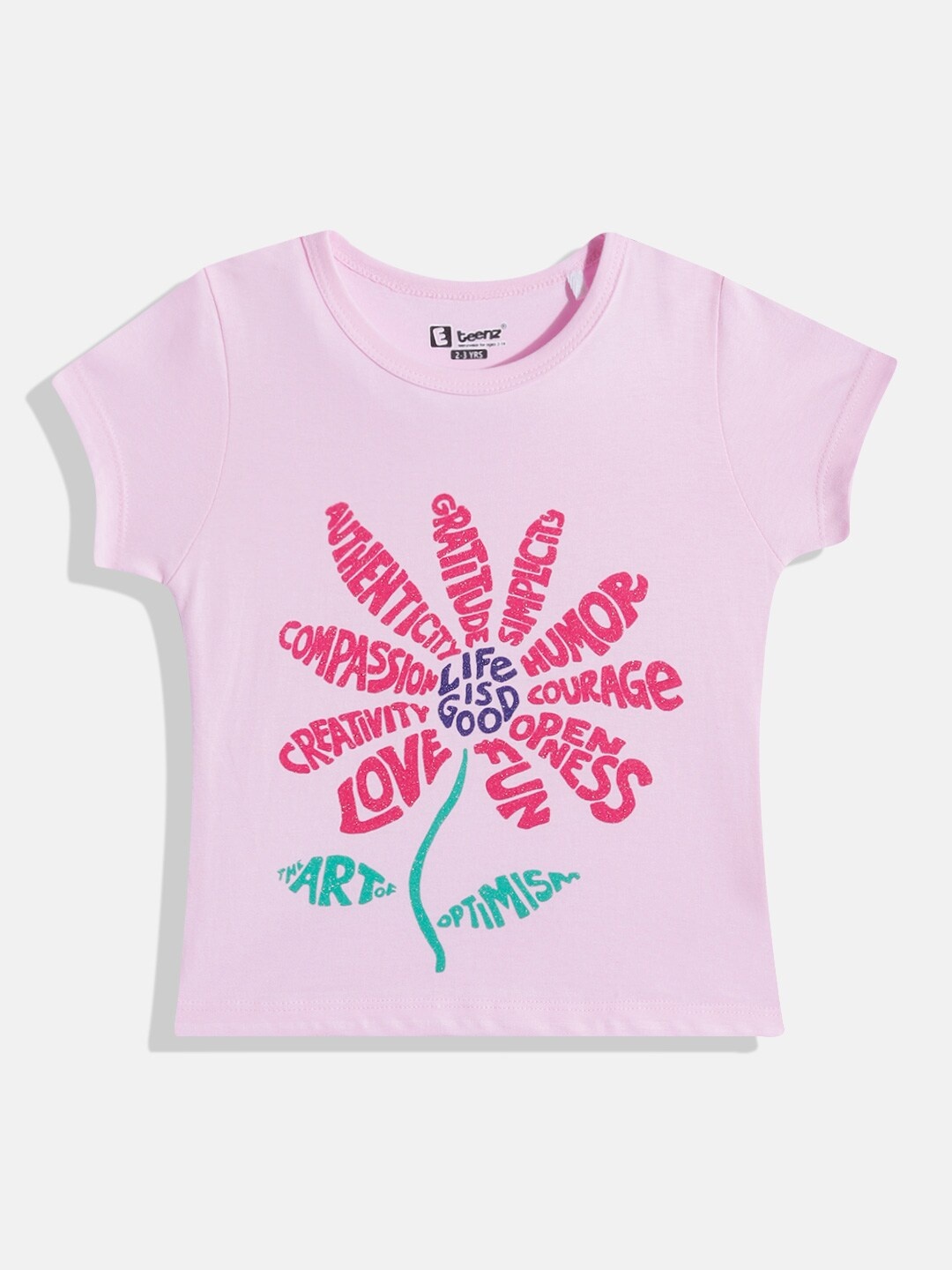 

Eteenz Girls Printed Pure Cotton T-shirt, Pink