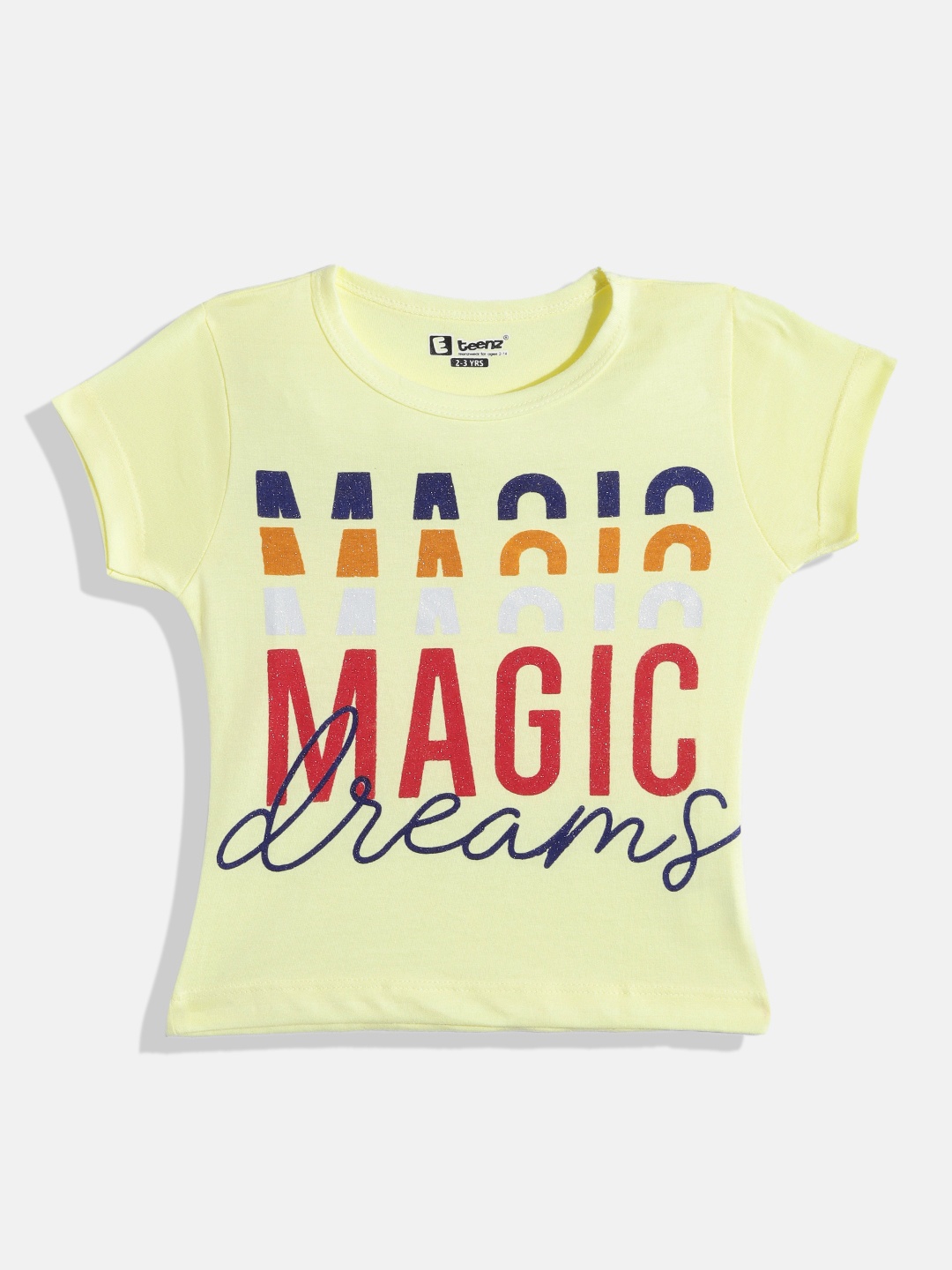 

Eteenz Girls Typography Printed Premium Cotton T-shirt, Yellow
