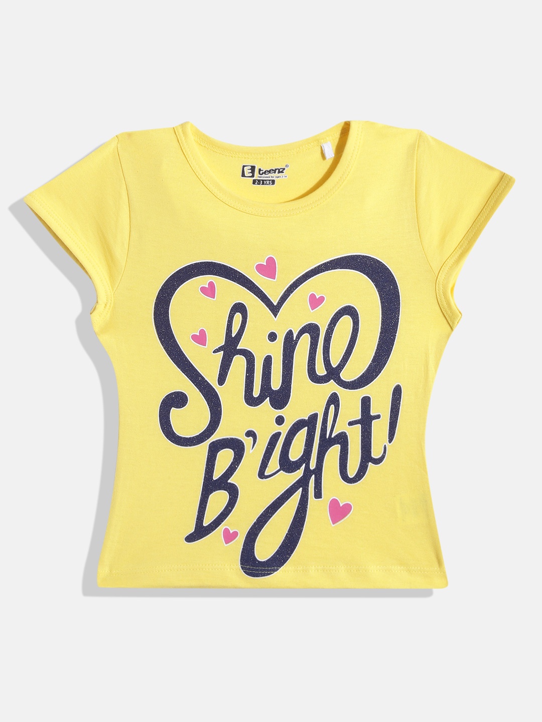 

Eteenz Girls Typography Printed Premium Cotton T-shirt, Yellow