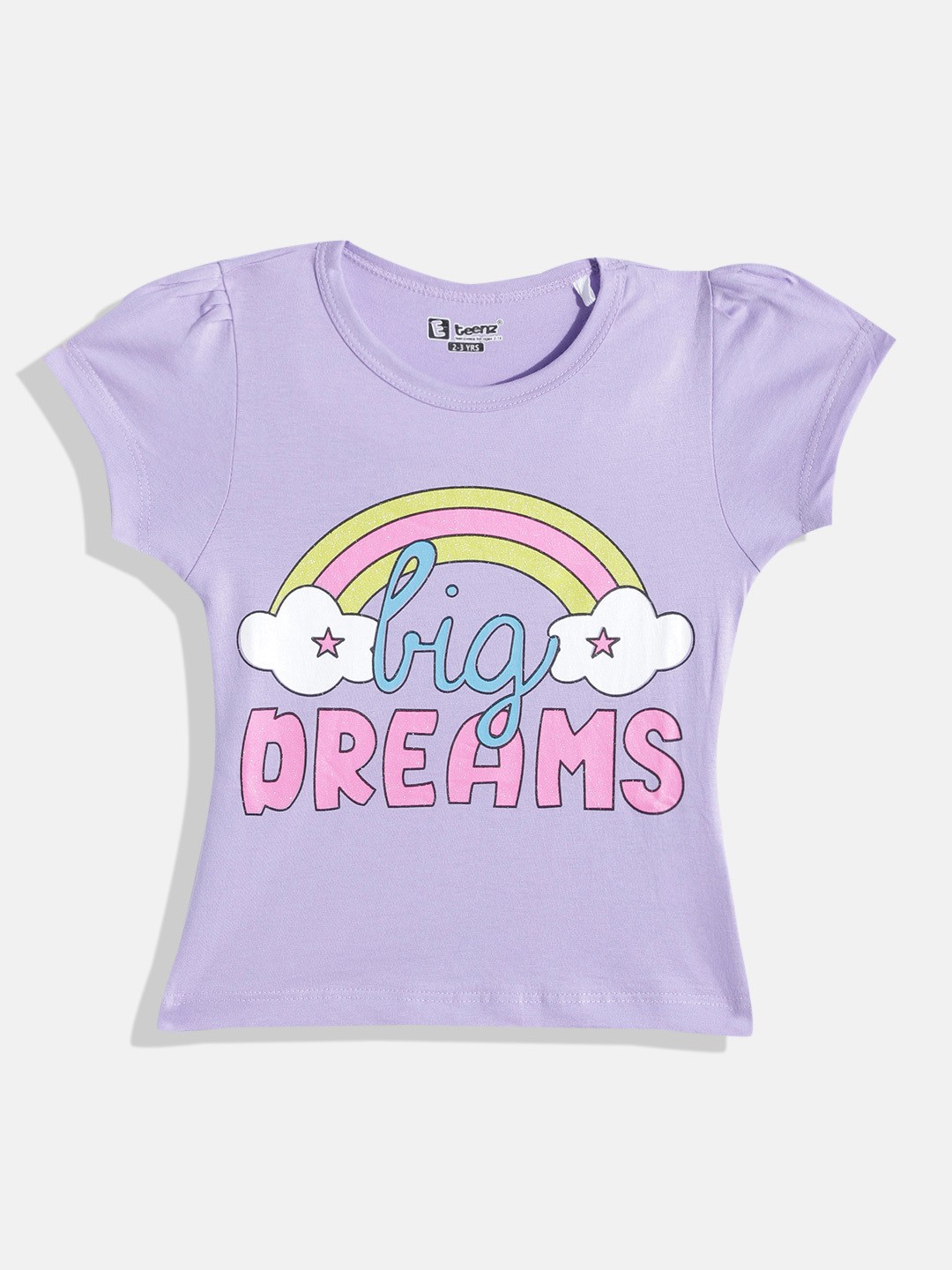 

Eteenz Girls Typography & Graphic Printed Premium Cotton T-shirt, Lavender