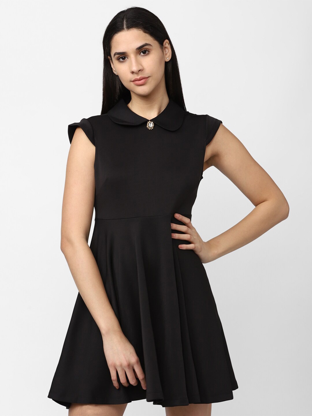 

Van Heusen Woman Peter Pan Collar Fit and Flare Dress, Black