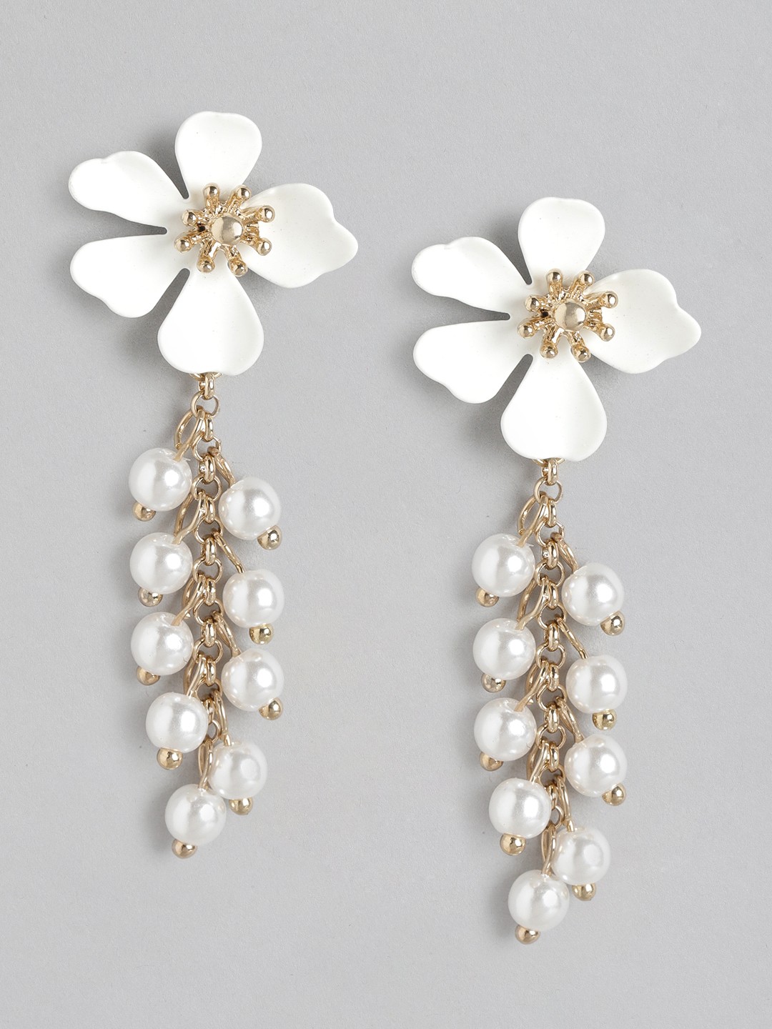 

Forever New Gold-Plated Floral Drop Earrings, White