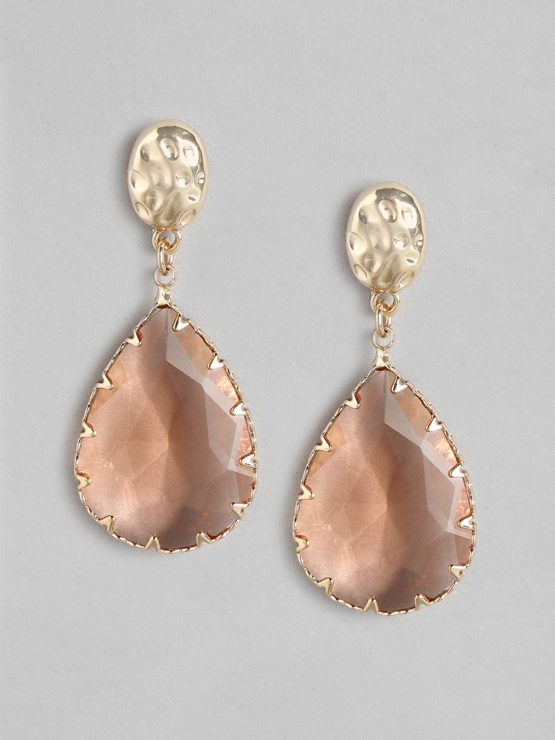 

Forever New Gold-Plated Stone Teardrop Shaped Drop Earrings, Orange