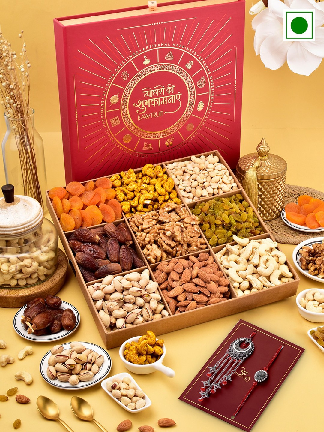 

RawFruit Dry Fruits with 2 Rakhi, Silver